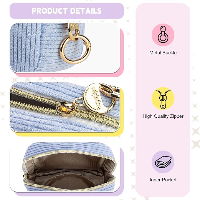 First Period kit for Girls, Corduroy Cute Sanitary Napkin Storage Bag, Menstrual Pad Bag Tampon Holder for Purse, First Period Gifts (Black)