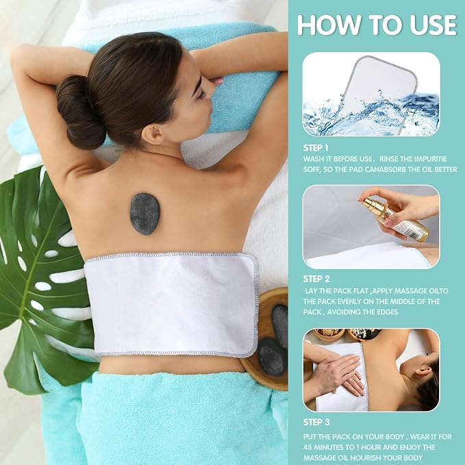Newwiee 24 Pcs Castor Oil Pack Wrap Organic Cotton Flannel Reusable Washable Flannel Cloth Castor Oil Compress Pads for Entire Body Machine
