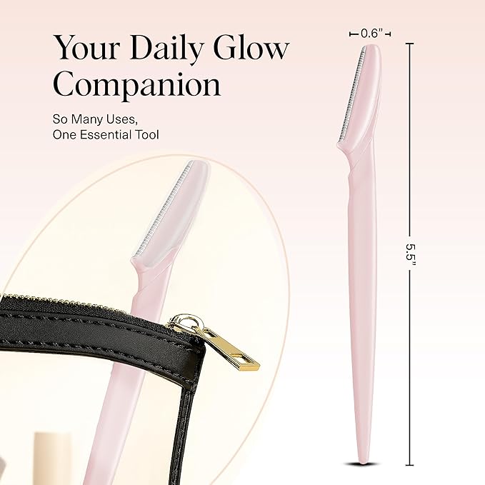 Kitsch Dermaplane Razor for Women Face – Face Razors for Women & Men, Eyebrow Trimmer & Face Shaver – Exfoliating Facial Razor & Skin Care Tool for Smoother Skin - Blush, 6 pcs