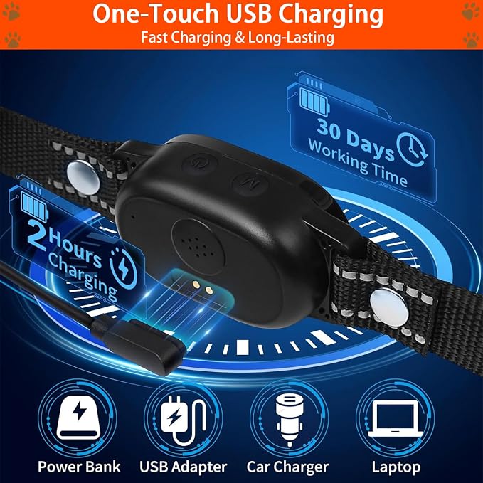 Smart Dog Bark Collar with Color LCD Screen, 3 Training Modes, Anti Barking Devic for Large Medium Small Dogs, Rechargeable IP67 Waterproof Anti-Bark Training Collar (Electrostatic)