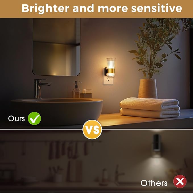 L LOHAS LED Night Light Night Lights Plug into Wall 3000K Soft Warm 0-100LM | Adjustable Modern Night Lights, Automatic Nightlights Pulg in with Dusk to Dawn Sensor for Rooms Bathroom Hallway Decor