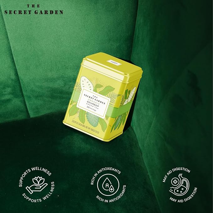 Life Plus Style Gourmet Secret Garden Organic Soursop Green Tea 50 Premium Tea Bags Blend of Pure Soursop Leaves Gluten Free No Additives No Sugar Non GMO