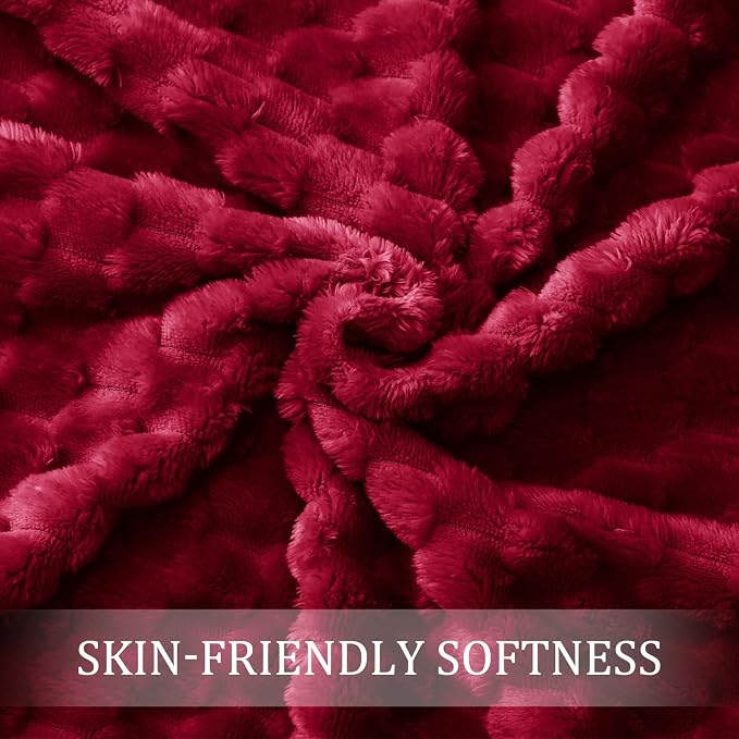 Exclusivo Mezcla 3D Fleece Twin Size Blanket for Bed, Deep Red | Extra Soft Fuzzy Plush Lightweight Bed Blankets, Cozy Fluffy Decorative Blankets for All Seasons, 60x80 Inches