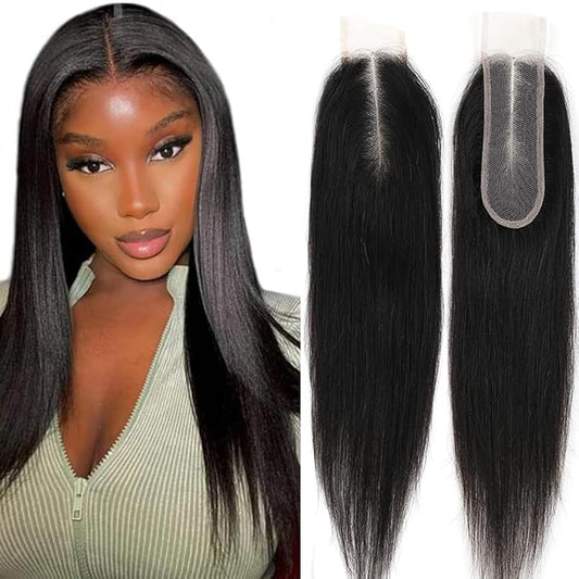 AUTTO Brazilian 2x6 Straight Lace Closure Human Hair Kim K Middle Part Straight HD Transparent Lace Closure 2x6 Human Hair Kim K Lace Closure 12inch