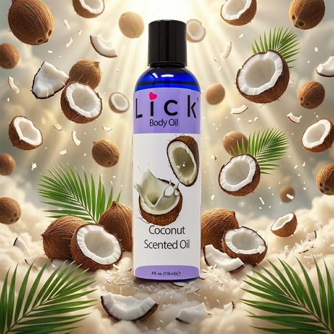LICK Coconut Tropical Scented Body Oil for Daily Hydration – Lightweight Non-Greasy Formula with Almond Oil & Vitamin E – 4 oz