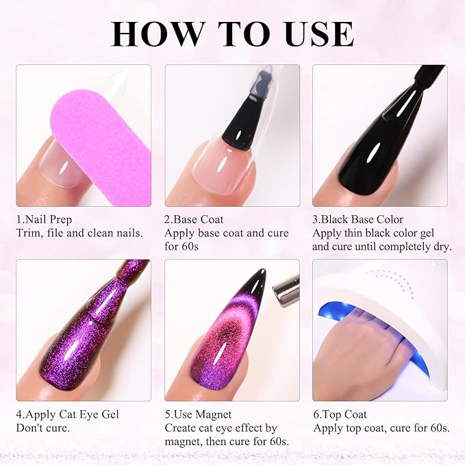 Imtiti 9D Cat Eye Gel Nail Polish, 15ML Blue Chameleon Holographic Glitter Cat Eye Gel Polish with Magnet UV LED Magnetic Nail Polish Sparkly Home DIY Manicure Nail Salon Kit