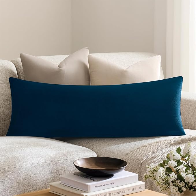 Throw Pillow Covers Lumbar 14x36 Inch Velvet Pillow Covers, Soft Decorative Navy Blue Pack of 1 Long Pillow Case for Couch Cushion Chair Sofa Bed Living Room, Home Boho Decor