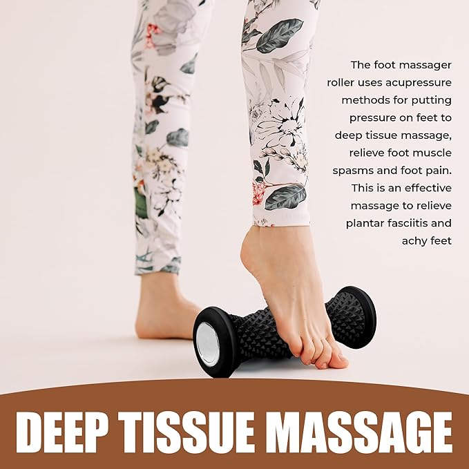 Foot Massager Roller - Portable | Arch & Plantar Fasciitis Relief Tool - Deep Tissue Muscle Massage Roller for Feet,Carf, Heel Pain