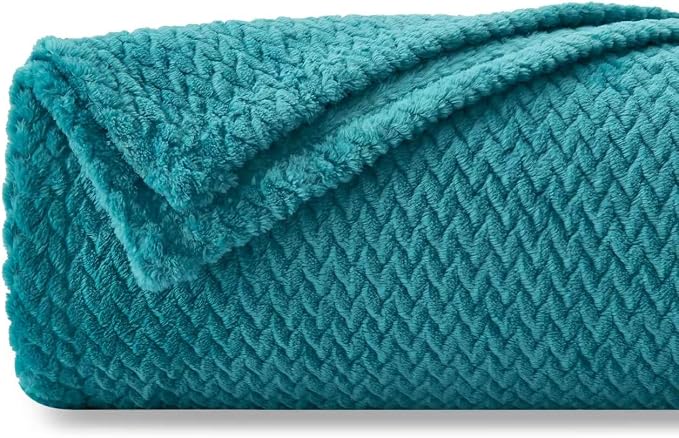 NEWCOSPLAY Fleece Leaves Pattern Queen Blanket, Dark Blue, 90"x90" | Super Soft Throw Blanket, Lightweight Cozy Bed Sofa Blanket, Premium Silky Flannel Fleece, Travel Blanket for All Season Use