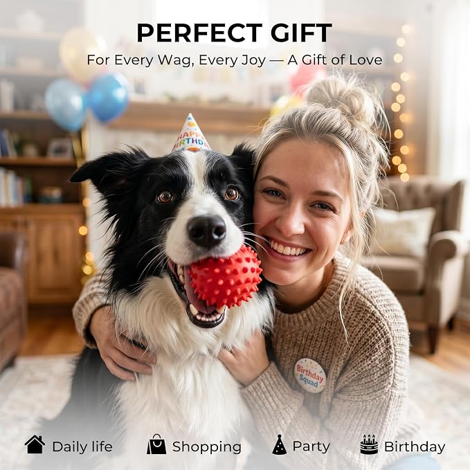 Beef-Flavored 3.5''Squeaky Dog Ball for 25-80lbs Aggressive Chewers