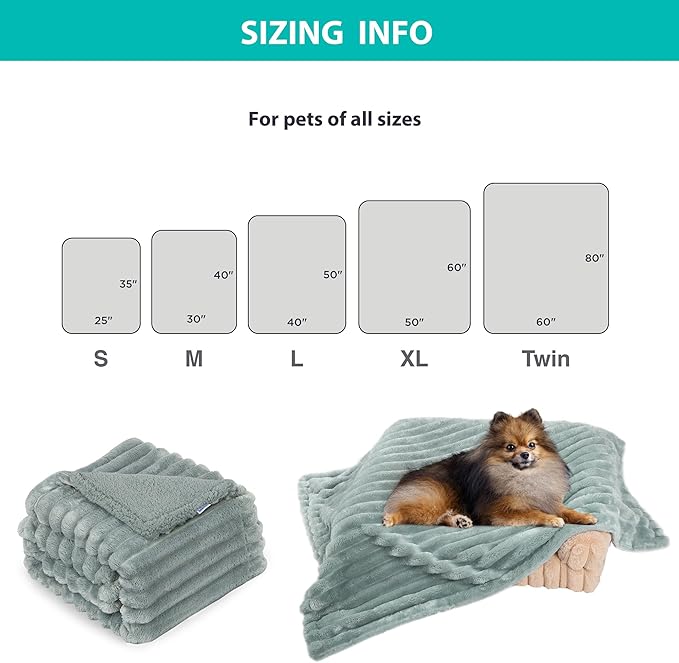Waterproof Pet Blanket for Large Dogs & Cats - Reversible Calming Plush, Washable Furniture Cover for Couch, Bed, Car Seat, Blocks Leaks, Stains & Pet Fur (Green, 30"x40")
