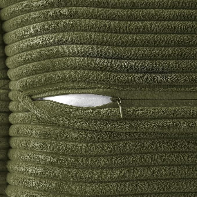 MIULEE Olive Green Corduroy Lumbar Pillow Covers 12x20 Inch 12x20 Inch with Splicing Set of 2 Soft Boho Pillow Covers Broadside Decorative Textured Summer Pillowcases for Couch Bed Livingroom