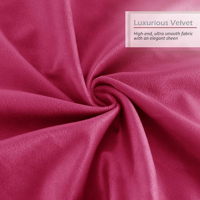 Throw Pillow Inserts Pack of 2 with Velvet Soft Solid Decorative Square Throw Pillow Covers Set for Sofa Couch Car Bedroom, 20X20 Throw Pillows Inserts with 18x18 Washable Cushion Covers, Hot pink