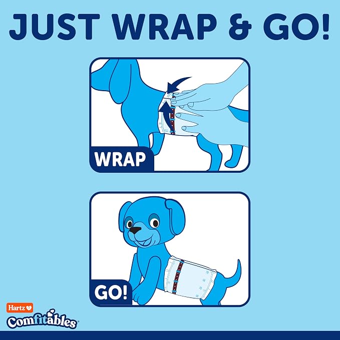 Hartz Comfitables Disposable Male Dog Wraps with Stretchy Waistband, Small 12 Count