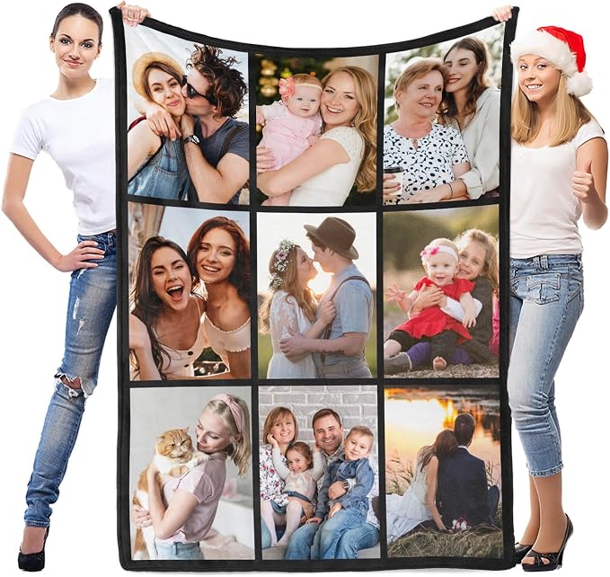 inkArts Custom Blanket with Photo, Personalized Blanket, Customized Photo Blankets, Customizable Picture Blankets, Anniversary Photo Gifts for Women Men Her Him Girlfriend Boyfriend Wife Husband