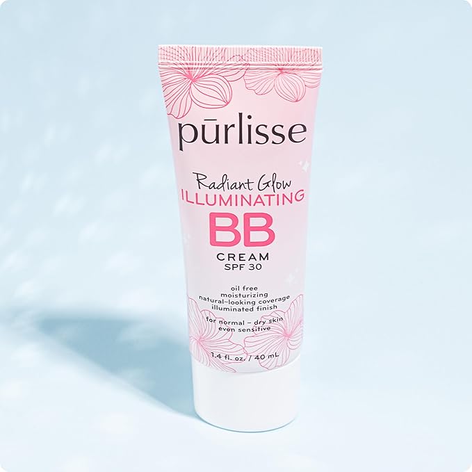 pūrlisse Radiant Glow Illuminating BB Cream with SPF 30 - Glow BB Cream Enriched with Goji & Hawthorn Berry for Dewy Skin - Helps to Improve Skin Texture & Radiance - Medium (1.4 oz)