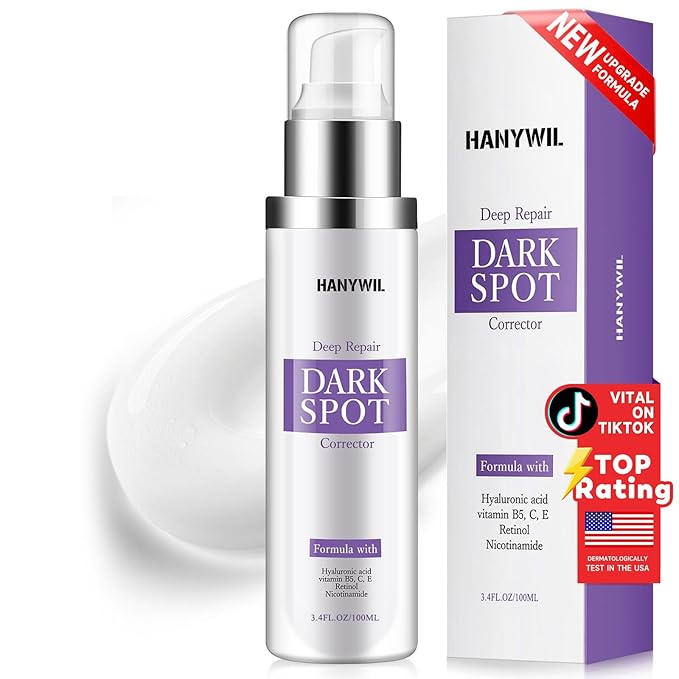 HANYWIL Dark Spot Remover for Face & Body Serum,Rapid Tone Repair Cream with Hyperpigmentation Treatment,Sun Spot, Age Spot & Melasma Remover,Dermatologist-Tested Brightening Retinol Serum (3.4 Fl Oz)