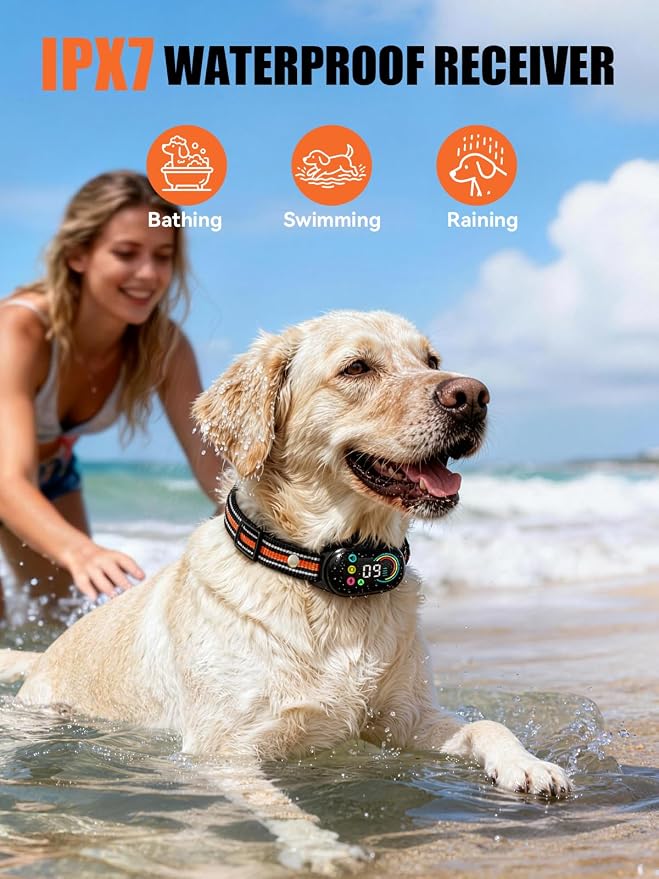 2-in-1 Dog Bark Collar & Shock Collar, IPX7 Waterproof E Collars with AI Anti-Bark/Beep/Vibration/Shock/no Shock for Small Medium Large Dog(5-120Lbs), Dog Training Collar with 3300FT Remote