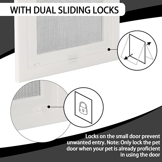 TonGass 7.87" x 9.84" Pet Screen Door Flap Fits Dogs & Cats Under 30 Lbs | Small Dog Doors Flaps, Cat Screen Window Door Flap for Exterior Porch Screen and Window Screen - White