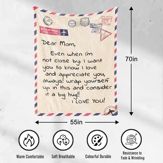 UFOORO Mothers Day Blanket Gifts for Mom from Daughter Son, Best Mom Ever Gifts, Presents for Moms, Mothers Day Ideal Blankets Present for Bed Couch 55 * 70 inch