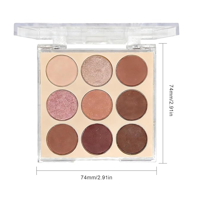 9 Colors Shimmer Eyeshadow Makeup Palette, Matte Nude Neutral Eye Shadow Palettes, Highly Pigmented Long Lasting Waterproof Blendable, sombras para ojos Pink Purple Brown Plum Eyeshadow