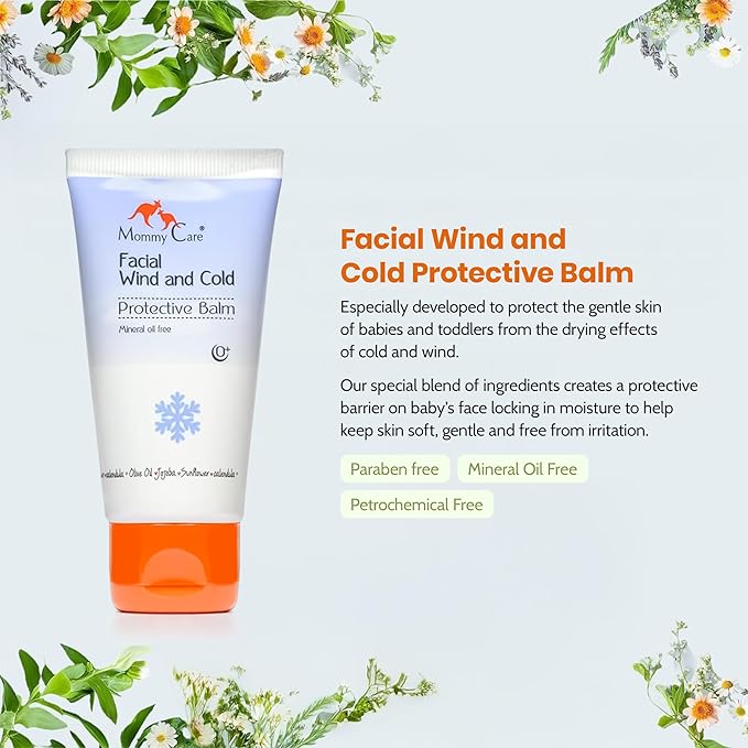 Mommy Care Facial Wind & Cold Protective Balm – Mineral Oil-Free Formula with Calendula, Olive Oil & Jojoba, Soothes & Hydrates Dry, Sensitive Skin for Babies, Kids & Adults, 50ml/1.76 fl oz