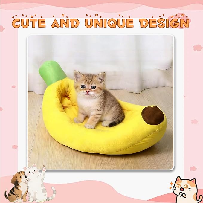 Dog & Cat Bed for Indoor Cats Relaxing Banana Mattress Fluffy pet Mattress Waterproof Memory Foam pet Bed with Sides Suitable for Small and Medium-Sized Dogs and Cats (X-Small)