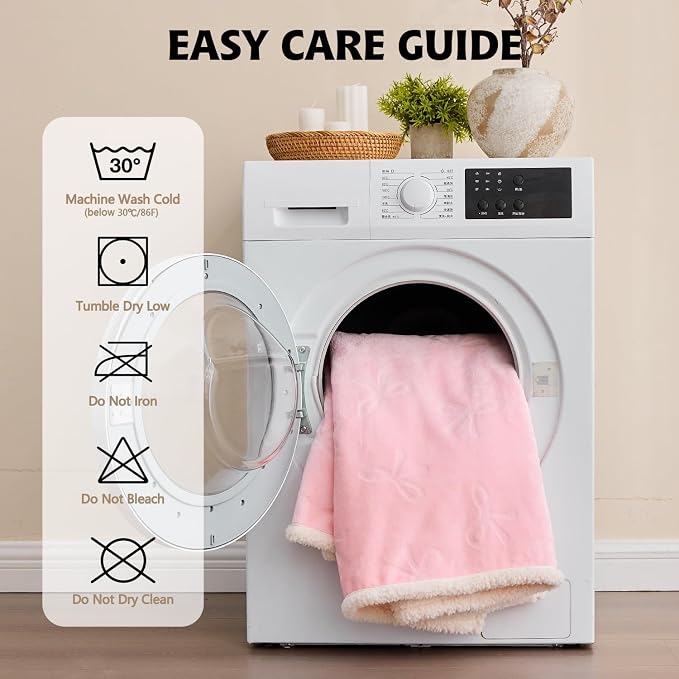 Pet Blankets for Cats - Waterproof Cat Blanket Washable - Sherpa Fleece Puppy Blanket, Soft Plush Reversible Throw Protector for Bed Couch Car Sofa, 30"X40", Pink Bows