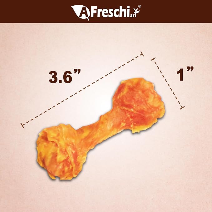 A Freschi srl Turkey Tendons for Dogs, USA-Sourced Human Grade, Rawhide-Free Long-Lasting Puppy Chews, All Natural Hypoallergenic Dog Treats for Small Breeds, Bone (S), 4 Count Pack