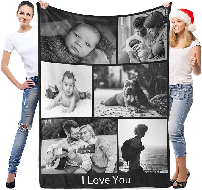 inkArts Custom Blanket with Photo, Personalized Blanket, Customized Photo Blankets, Customizable Picture Blankets, Personalized Photo Gifts for Women Men Mom Dad Baby Kid Family Pet