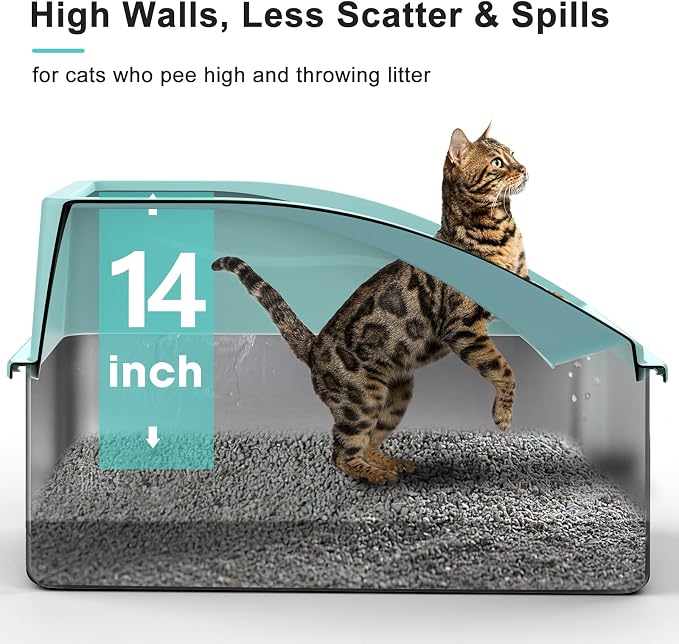 AIPERRO Stainless Steel Cat Litter Box | XXL Deepened 8" Design | Metal High Sided Box with Lid for Big Cats | Anti-Urine Leakage | Non-Stick & Easy to Clean with Litter Mat & Metal Scoop
