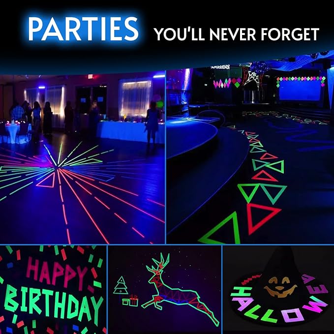 Glow King Blacklight Reactive Glow Tape | Premium UV Fluorescent Neon Party Gift for Events | Multipurpose Luminous Colored Tape for Room Decoration | Glow in The Dark Cloth Tape – 0.5 in x 60 ft
