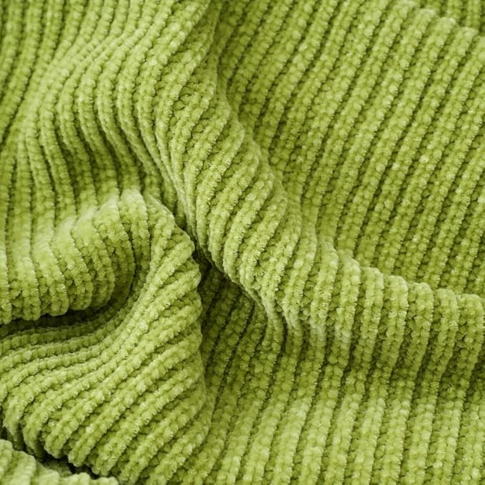 BATTILO HOME Lime Green Throw Blanket for Couch, 50"x60" | Soft Chenille Knit Throw Blanket with Tassels for Home Decor, Spring Green Throws for Couch Cover