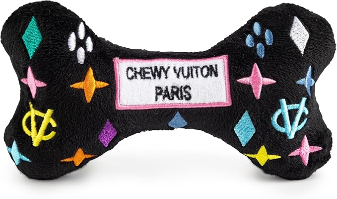 Haute Diggity Dog Chewy Vuiton Bone Plush Dog Toy, Designer Parody Toy