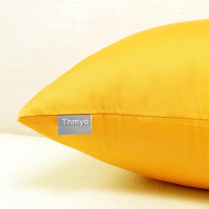 4-Pack Cotton Comfortable Solid Decorative Throw Pillow Case Square Cushion Cover Pillowcase (Cover Only,No Insert)(20x20inch/50x50cm, Yellow)