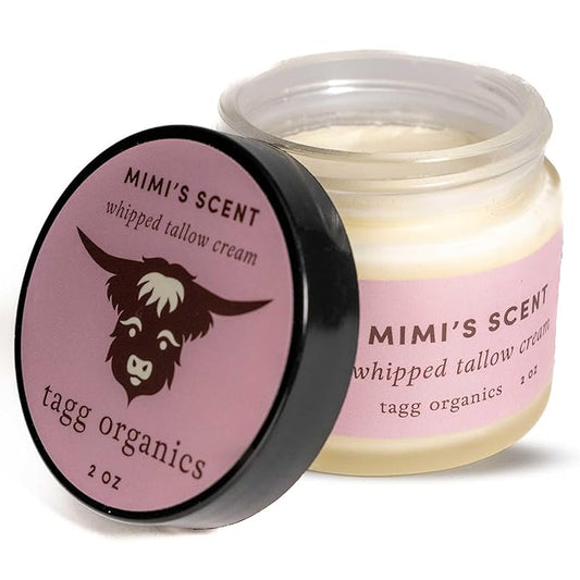 Whipped Tallow Cream for Skin - 100% Organic & Chemical-Free - Deep, Long-Lasting Hydration & Nourishment for Dry & Sensitive Skin (Mimi’s Scent 2oz)