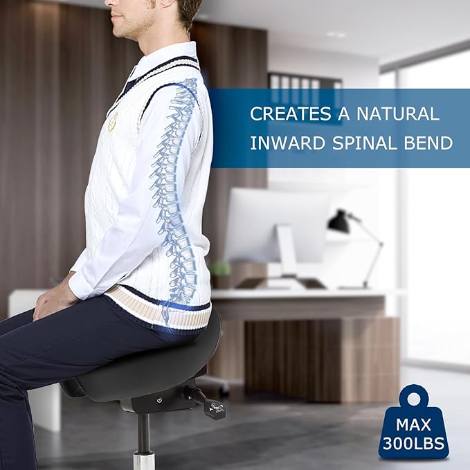 Saddle Stool Rolling Chair, Lash Tech Stool Ergonomic Saddle Chair for Bar Salon Spa Tattoo Makeup Hair Stylists