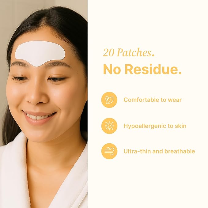 Bayside Forehead Wrinkle Patches – 20 Anti-Aging Forehead Pads with Vitamin C, Hyaluronic Acid, Collagen, Snail Mucin & Retinol – Reduce the Appearance of Forehead Lines