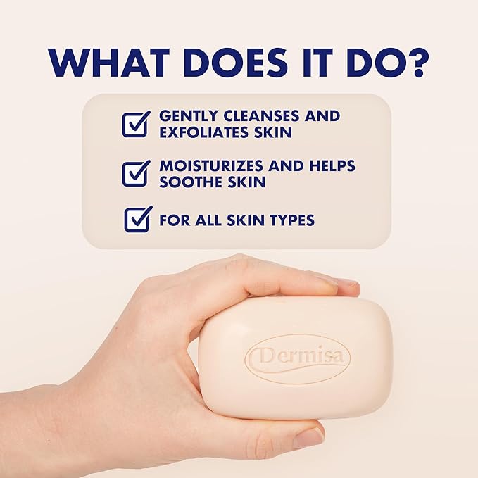 Dermisa Oatmeal Bar with Colloidal Oatmeal and Soothing Aloe Vera - Gently Exfoliating Face and Body Soap for Sensitive and Dry Skin - 3.0 Oz, Pack of 3