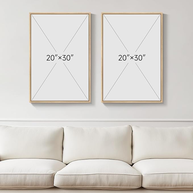 Large Framed Neutral Abstract Wall Art, 2 Piece Beige and Navy Blue Modern Minimalist Canvas Prints Paintings Artwork for Walls, Colorful Pictures for Living Room Dining Bedroom Wall Decor 20x30 In