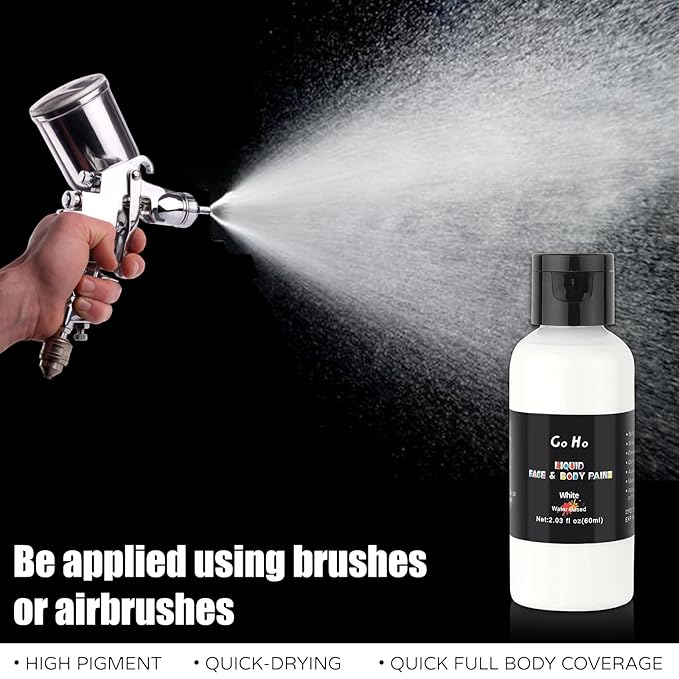Go Ho Liquid White Face & Body Paint - Water Based, Special FX & Halloween Makeup