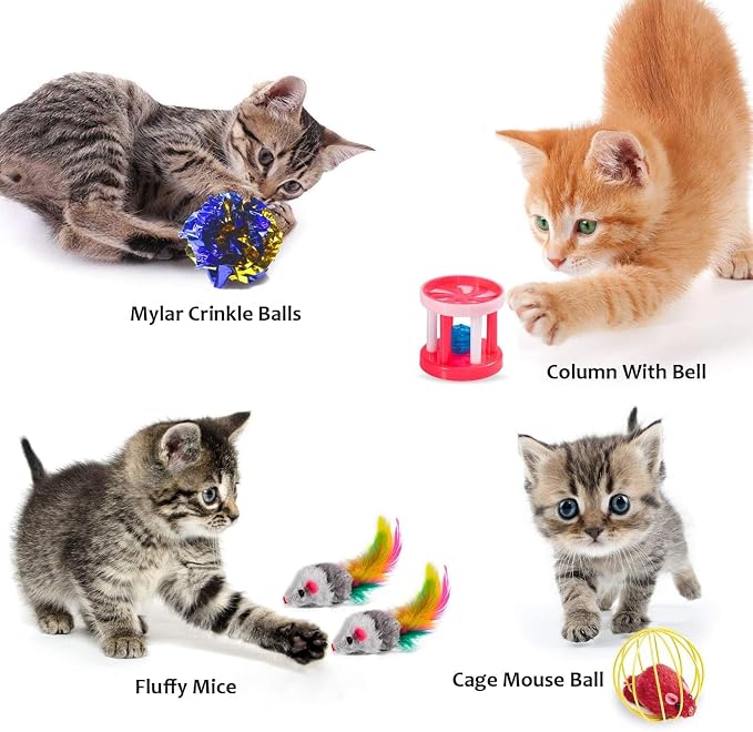 AILUKI 35PCS Cat Toys Variety Pack for Indoor Cats, Kitten Toys Cat Tunnel