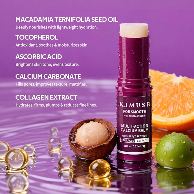 KIMUSE 2 Pack Multi-Action Calcium Balm Stick, All In One Wrinkle Bounce Multi Balm Stick Korean Skin Care, Non-Greasy, Fast-Absorbing Formula For Face & Eye