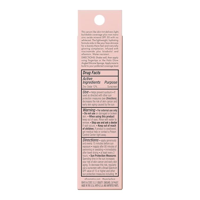 e.l.f. Halo Glow Skin Tint SPF 50, Tinted Moisturizer For Light, Buildable Coverage, Creates A Natural Glow, Vegan & Cruelty-Free, 13 Deep Neutral