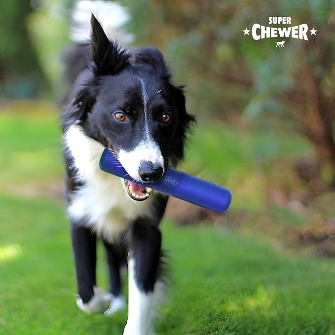 SuperChewer Tough Chew Stick Fetch Toy | Lifetime Replacement | Strong Natural Rubber | Smear Treats Inside To Excite Dogs | Ultra Durable Chewing Toy for Aggressive Chewers | For All Breeds