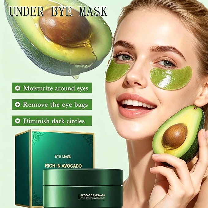 Avocado Eye Mask 60 Pcs,Under Eye Patches for Dark Circles and Puffiness,Hydrating Moisturizing Eye Masks Skincare for Wrinkles, Eye Patches for Women, Under Eye Bags, Reduce Fine Lines