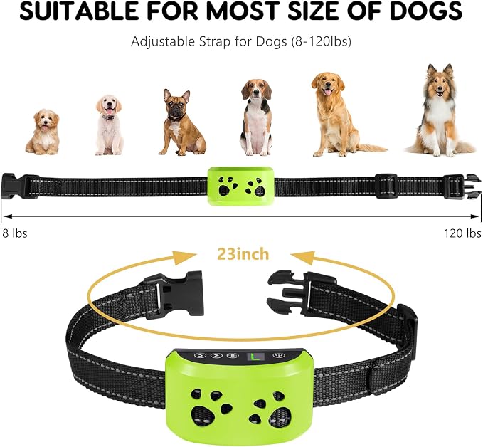 Dog Bark Collar, Smart Automatic Anti Barking Collar for Small Dogs | Rechargeable No-Bark Collar with 4 Humane Modes/7 Levels Sensitivity, Waterproof Stop Barking Vibration/Beep Training Collar