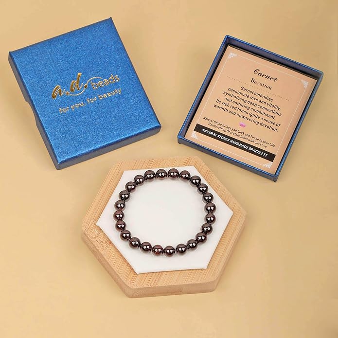 AD Beads Handmade Gemstone Stretch Elastic Bracelet Crystal Healing Reiki Nature's Beauty and Spiritual Essence Unisex