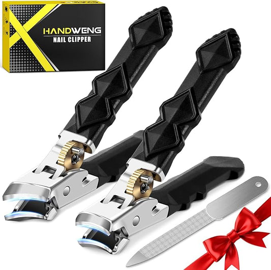 Toenail Clippers for Thick Toenails, Wide Jaw Opening Nail Clippers for Men, Heavy Duty Ingrown Toenail Clippers Nail Cutters, Ultra Sharp Slanted Nail Clippers with Long Handle