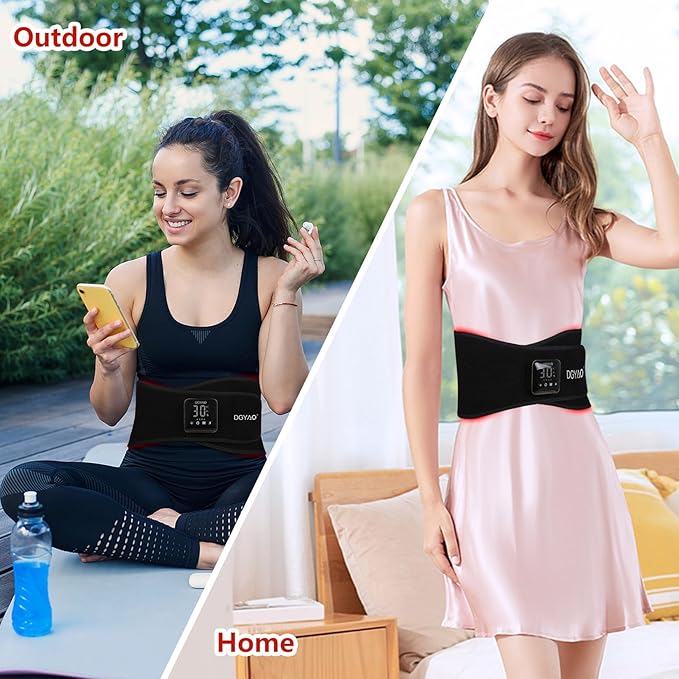 DGXINJUN Cordless Red Light Therapy for Waist Back Pain Relief Near Infrared Light Therapy Device for Body Led Portable FDA Cleared Wearable Belt Wrap Rechargeable with 4000mAh Battery
